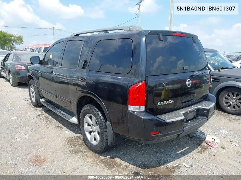 2011 Nissan Armada Sv VIN: 5N1BA0ND1BN601307 Lot: 40020859