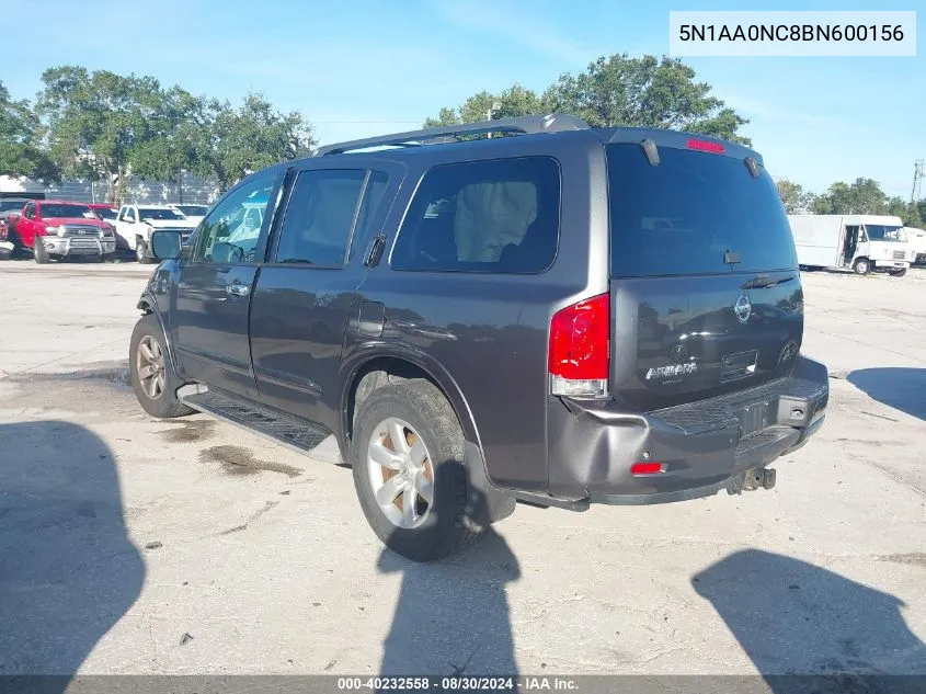 2011 Nissan Armada Sv VIN: 5N1AA0NC8BN600156 Lot: 40232558