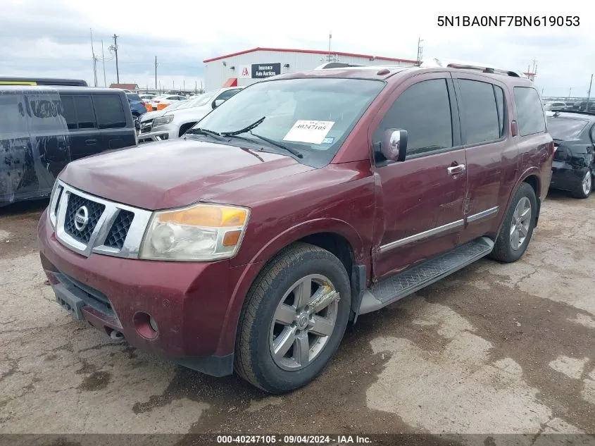 2011 Nissan Armada Platinum VIN: 5N1BA0NF7BN619053 Lot: 40247105