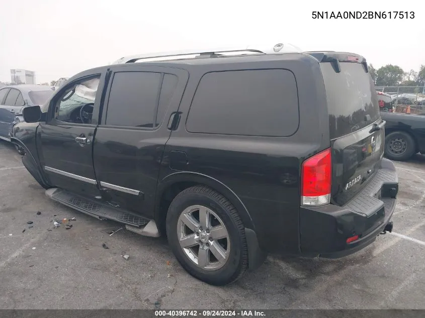 2011 Nissan Armada Sv/Sl/Platinum VIN: 5N1AA0ND2BN617513 Lot: 40396742