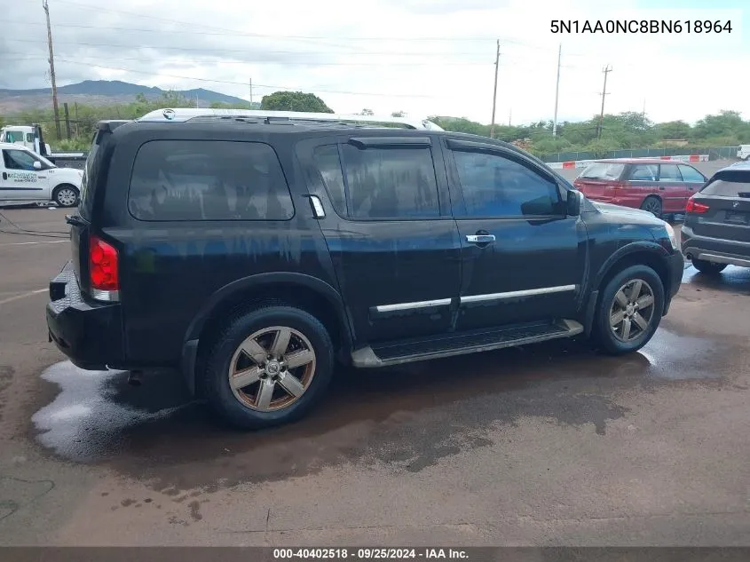 2011 Nissan Armada Platinum VIN: 5N1AA0NC8BN618964 Lot: 40402518