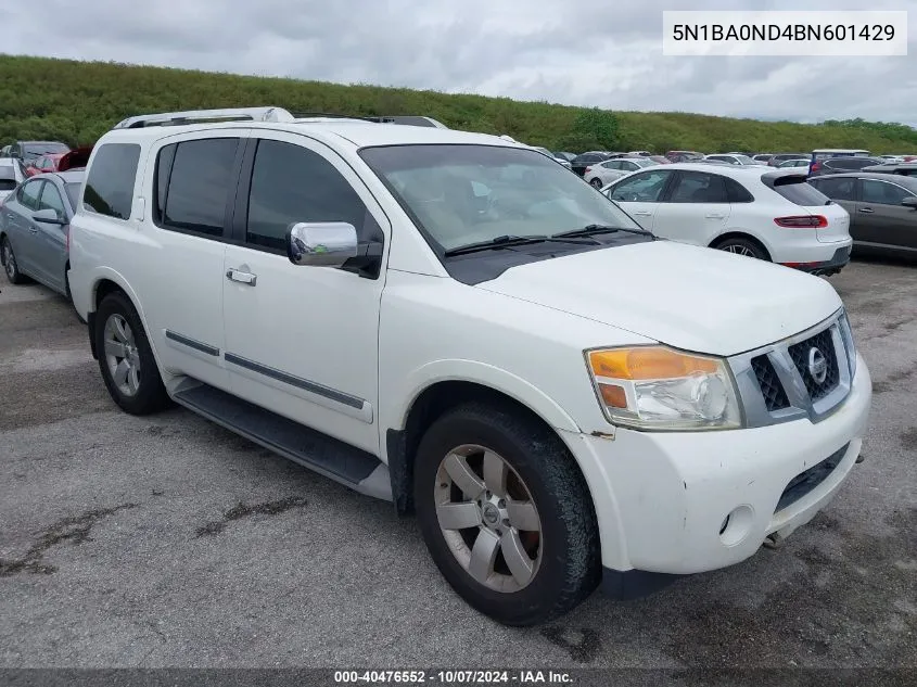 2011 Nissan Armada Sv/Sl/Platinum VIN: 5N1BA0ND4BN601429 Lot: 40476552