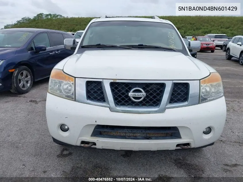 2011 Nissan Armada Sv/Sl/Platinum VIN: 5N1BA0ND4BN601429 Lot: 40476552