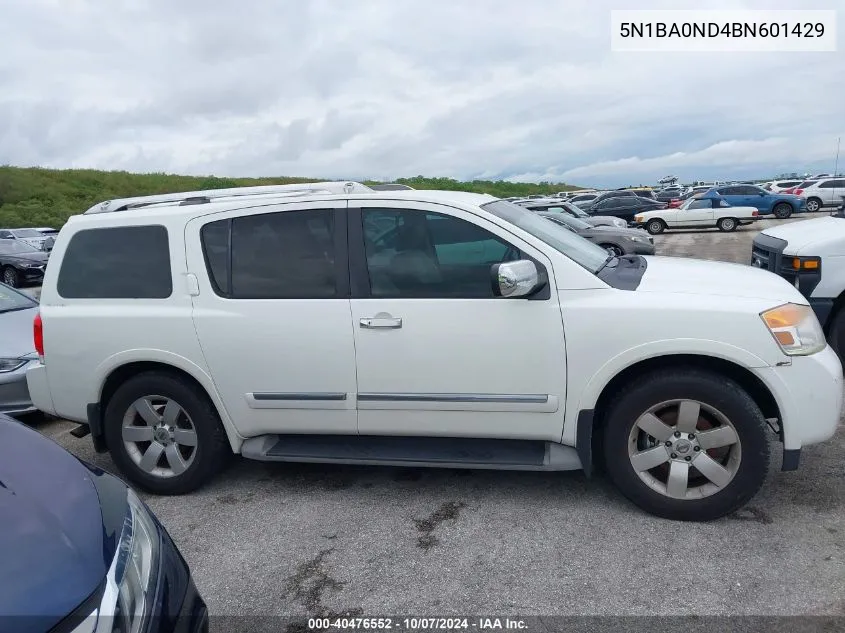 2011 Nissan Armada Sv/Sl/Platinum VIN: 5N1BA0ND4BN601429 Lot: 40476552