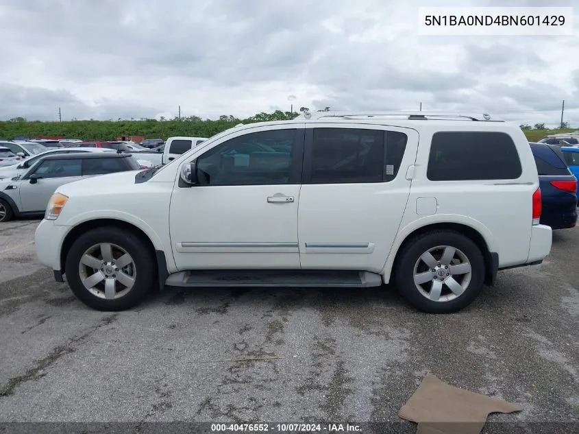 2011 Nissan Armada Sv/Sl/Platinum VIN: 5N1BA0ND4BN601429 Lot: 40476552