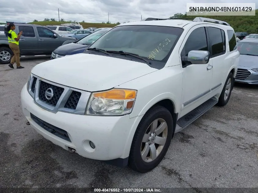 2011 Nissan Armada Sv/Sl/Platinum VIN: 5N1BA0ND4BN601429 Lot: 40476552