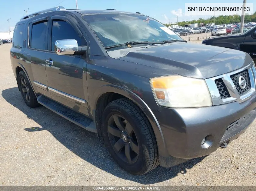 2011 Nissan Armada Sl VIN: 5N1BA0ND6BN608463 Lot: 40504890