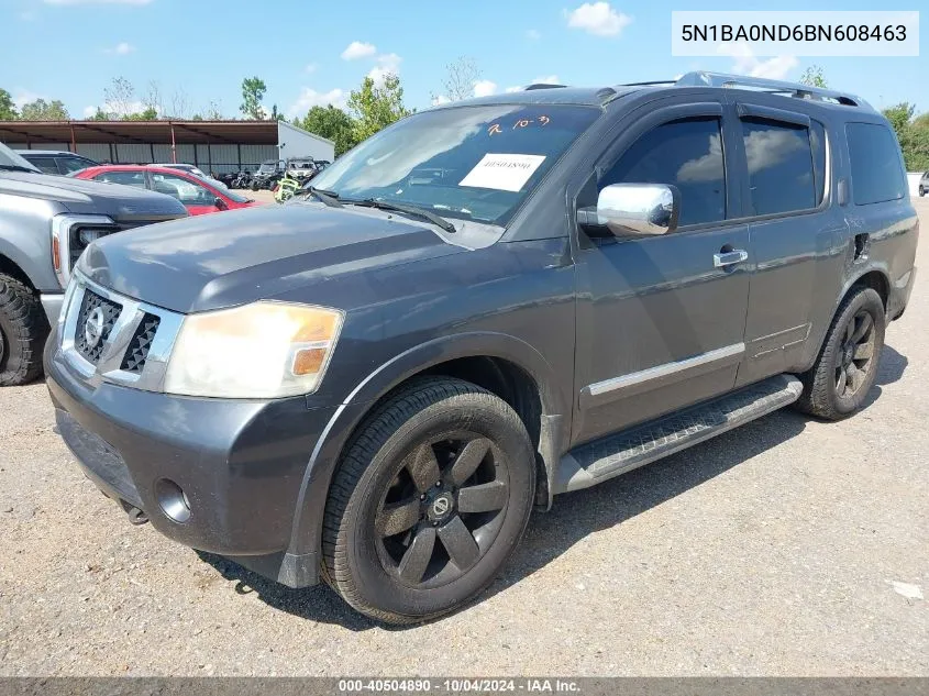 2011 Nissan Armada Sl VIN: 5N1BA0ND6BN608463 Lot: 40504890