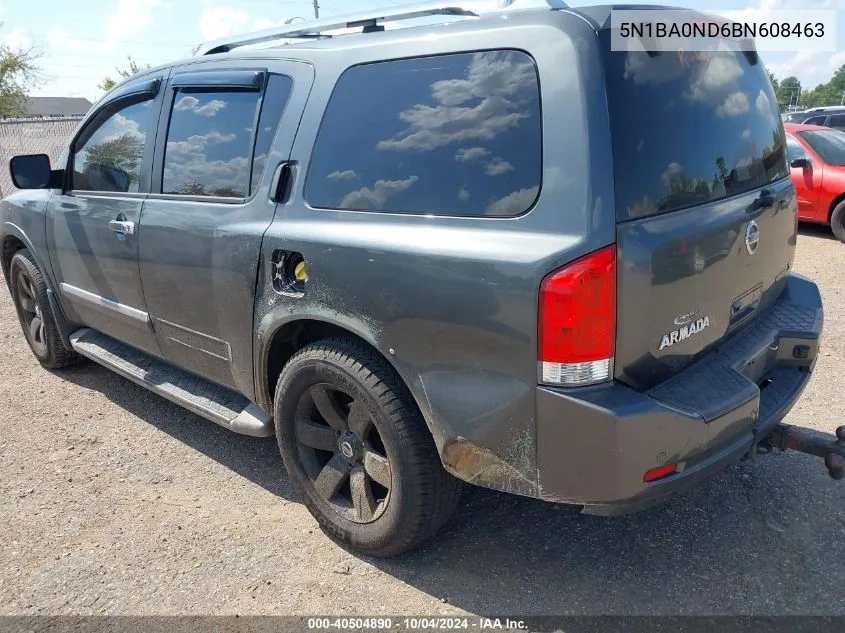 2011 Nissan Armada Sl VIN: 5N1BA0ND6BN608463 Lot: 40504890