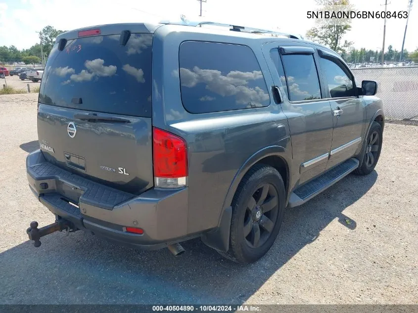 2011 Nissan Armada Sl VIN: 5N1BA0ND6BN608463 Lot: 40504890