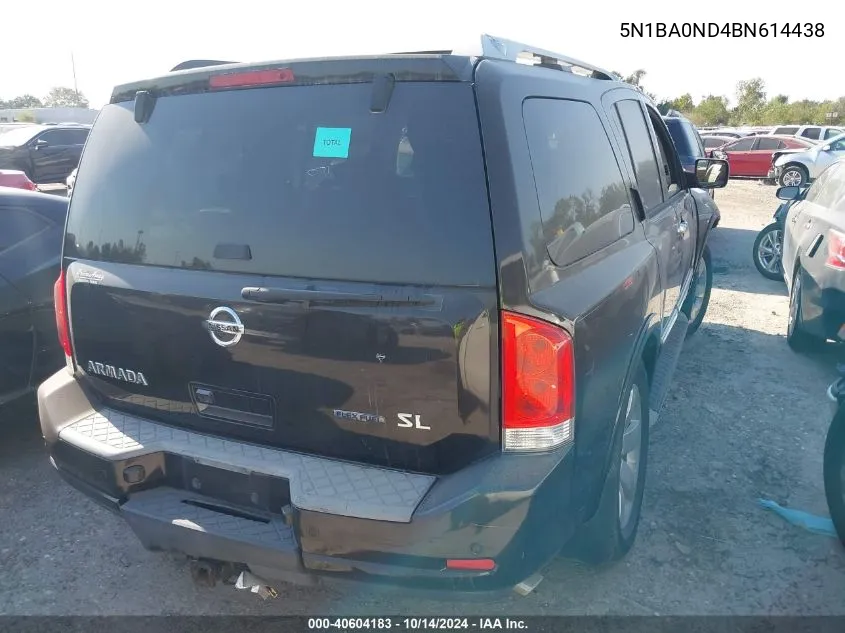 2011 Nissan Armada Sl VIN: 5N1BA0ND4BN614438 Lot: 40604183