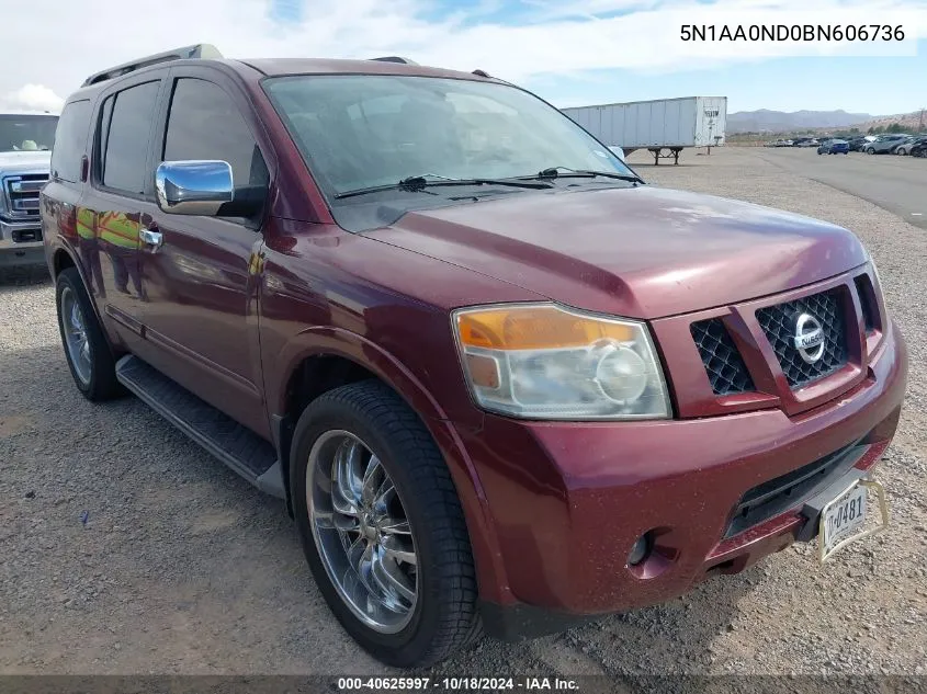 2011 Nissan Armada Sv VIN: 5N1AA0ND0BN606736 Lot: 40625997