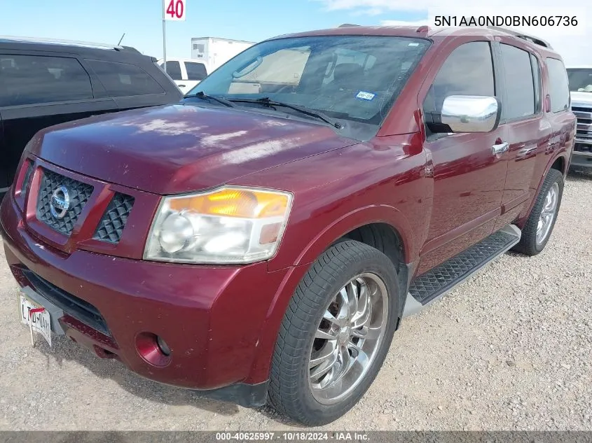 2011 Nissan Armada Sv VIN: 5N1AA0ND0BN606736 Lot: 40625997