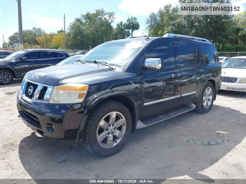 2011 Nissan Armada Platinum VIN: 5N1BA0NF1BN602152 Lot: 40630943