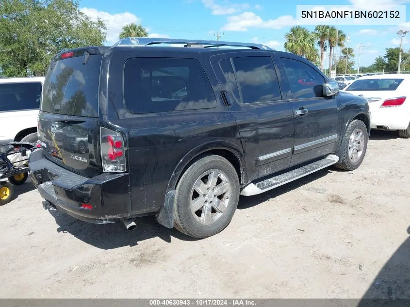 2011 Nissan Armada Platinum VIN: 5N1BA0NF1BN602152 Lot: 40630943