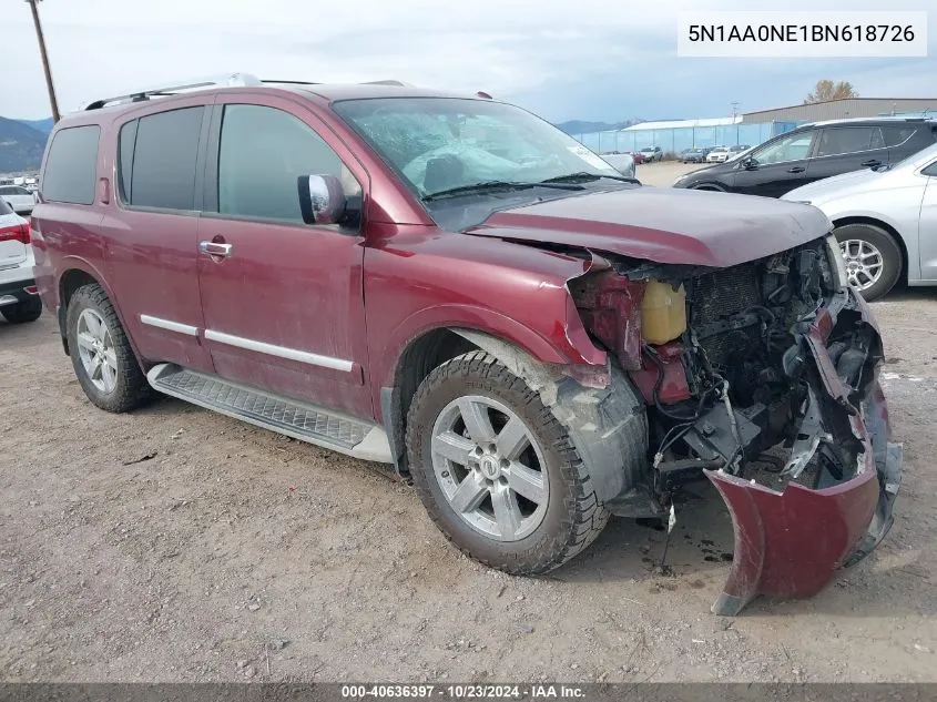 2011 Nissan Armada Platinum VIN: 5N1AA0NE1BN618726 Lot: 40636397