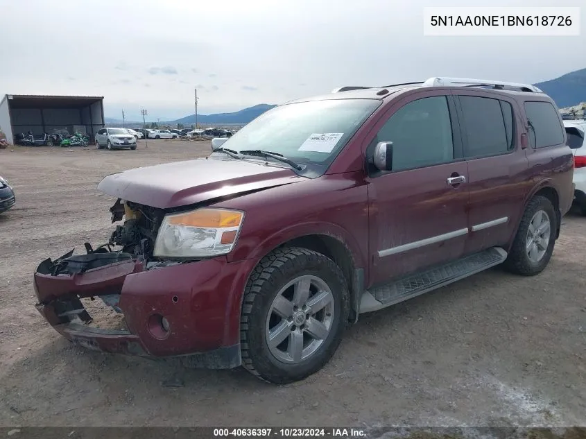 2011 Nissan Armada Platinum VIN: 5N1AA0NE1BN618726 Lot: 40636397