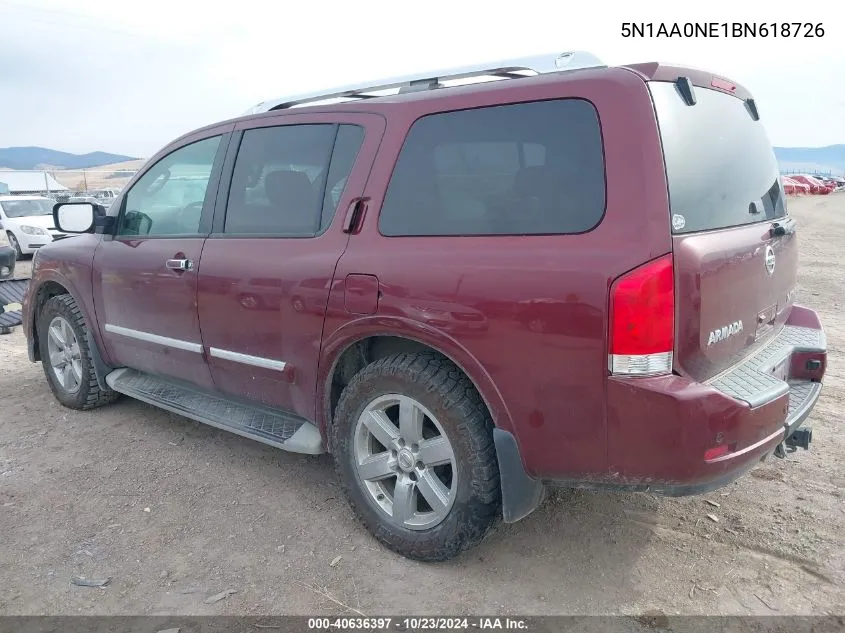 2011 Nissan Armada Platinum VIN: 5N1AA0NE1BN618726 Lot: 40636397