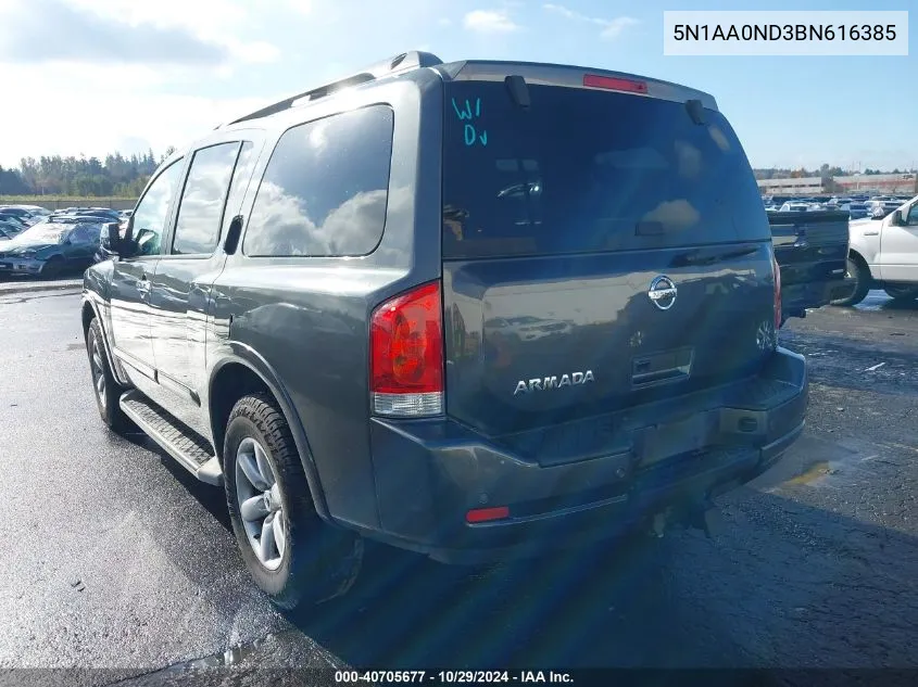 2011 Nissan Armada Sv VIN: 5N1AA0ND3BN616385 Lot: 40705677