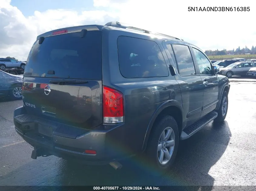 2011 Nissan Armada Sv VIN: 5N1AA0ND3BN616385 Lot: 40705677