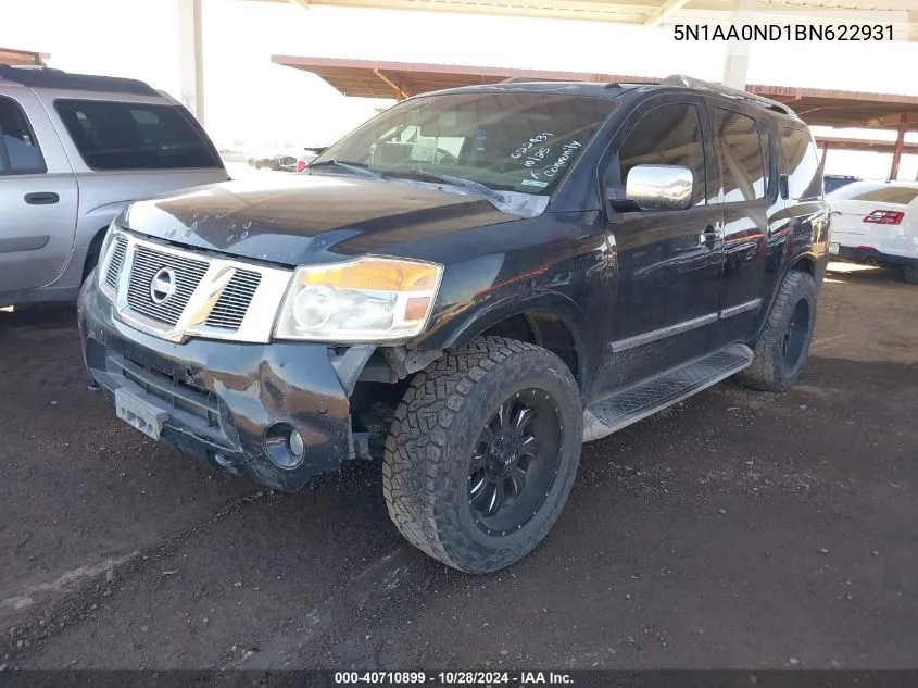 2011 Nissan Armada Platinum VIN: 5N1AA0ND1BN622931 Lot: 40710899