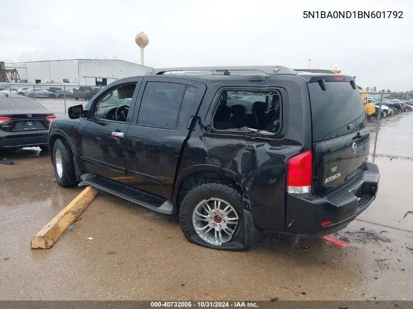 2011 Nissan Armada Sv VIN: 5N1BA0ND1BN601792 Lot: 40732005