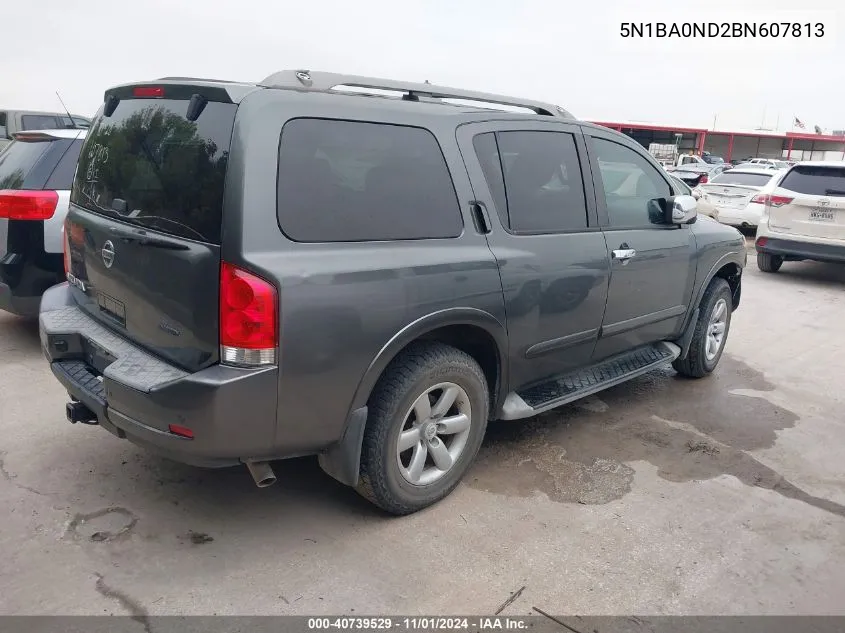 2011 Nissan Armada Sv VIN: 5N1BA0ND2BN607813 Lot: 40739529