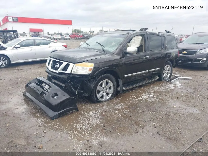 2011 Nissan Armada Platinum VIN: 5N1BA0NF4BN622119 Lot: 40763892