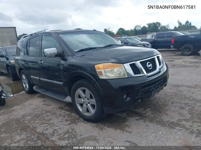 2011 Nissan Armada Platinum VIN: 5N1BA0NF0BN617581 Lot: 40764544