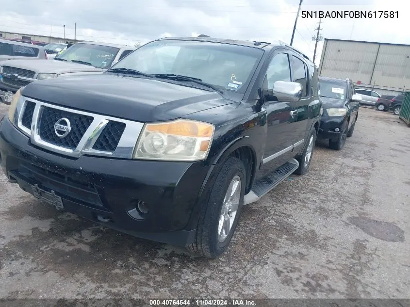 2011 Nissan Armada Platinum VIN: 5N1BA0NF0BN617581 Lot: 40764544