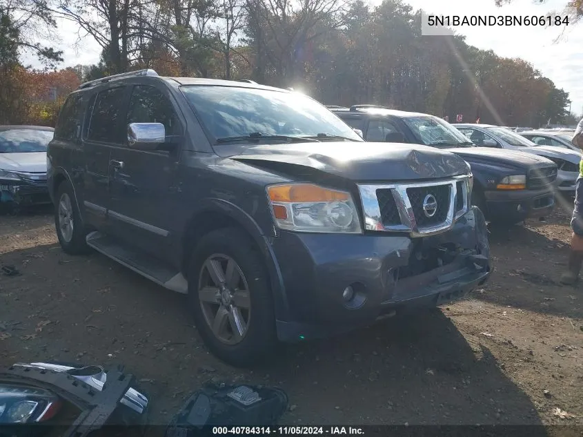 2011 Nissan Armada Platinum VIN: 5N1BA0ND3BN606184 Lot: 40784314