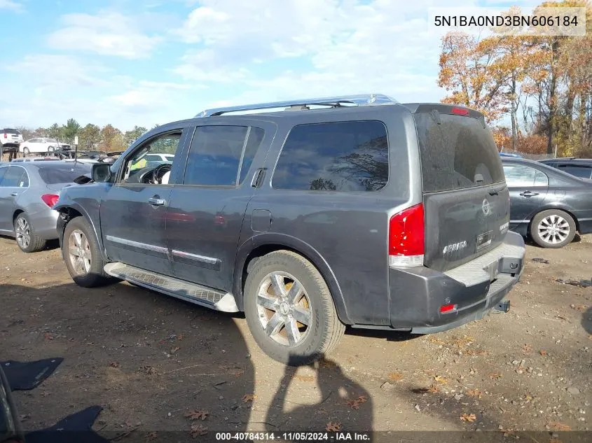 2011 Nissan Armada Platinum VIN: 5N1BA0ND3BN606184 Lot: 40784314