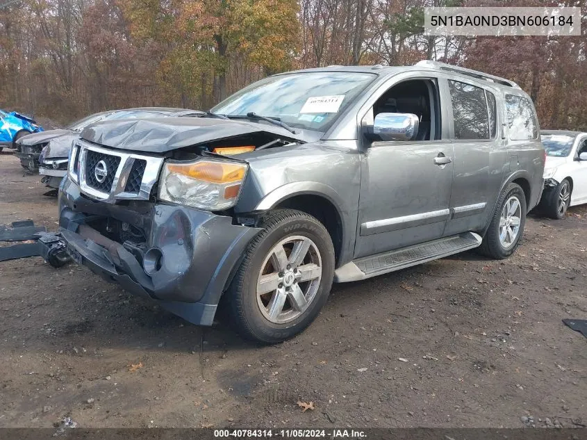 2011 Nissan Armada Platinum VIN: 5N1BA0ND3BN606184 Lot: 40784314