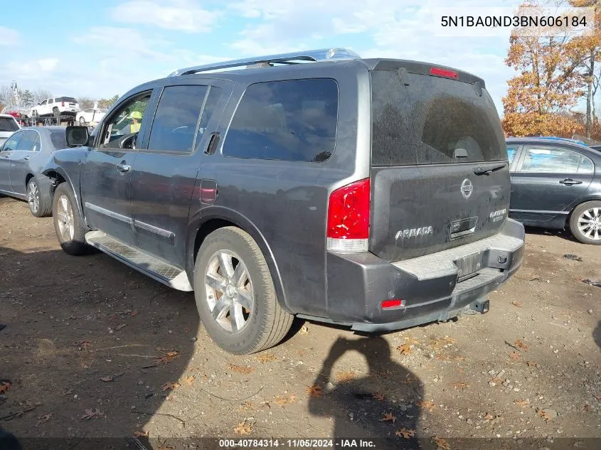 2011 Nissan Armada Platinum VIN: 5N1BA0ND3BN606184 Lot: 40784314