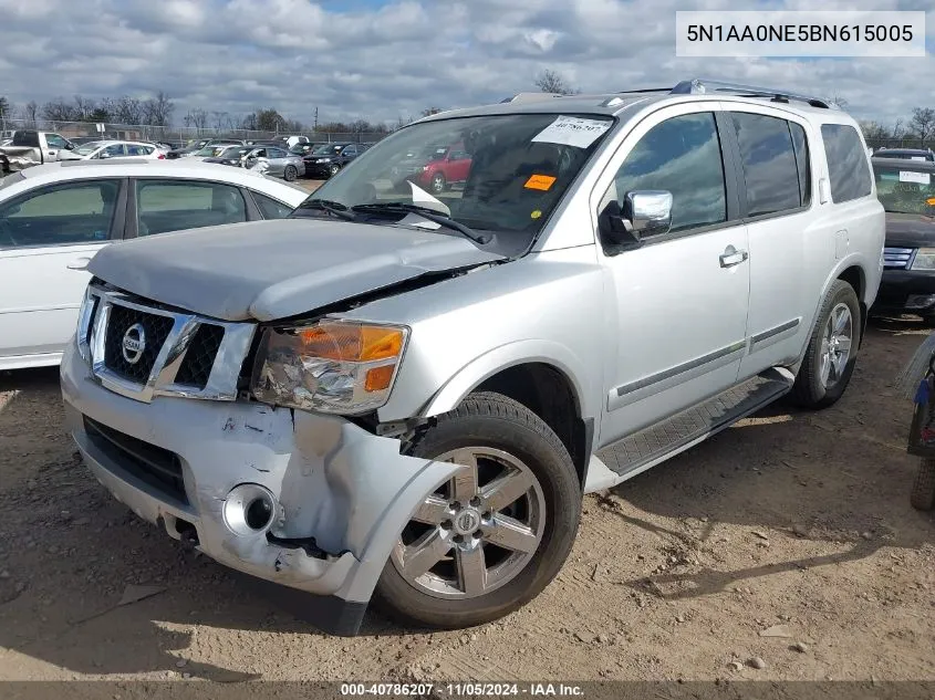 2011 Nissan Armada Platinum VIN: 5N1AA0NE5BN615005 Lot: 40786207