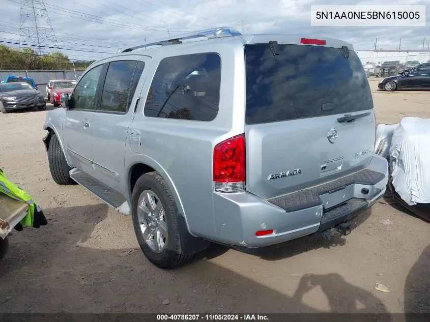 2011 Nissan Armada Platinum VIN: 5N1AA0NE5BN615005 Lot: 40786207