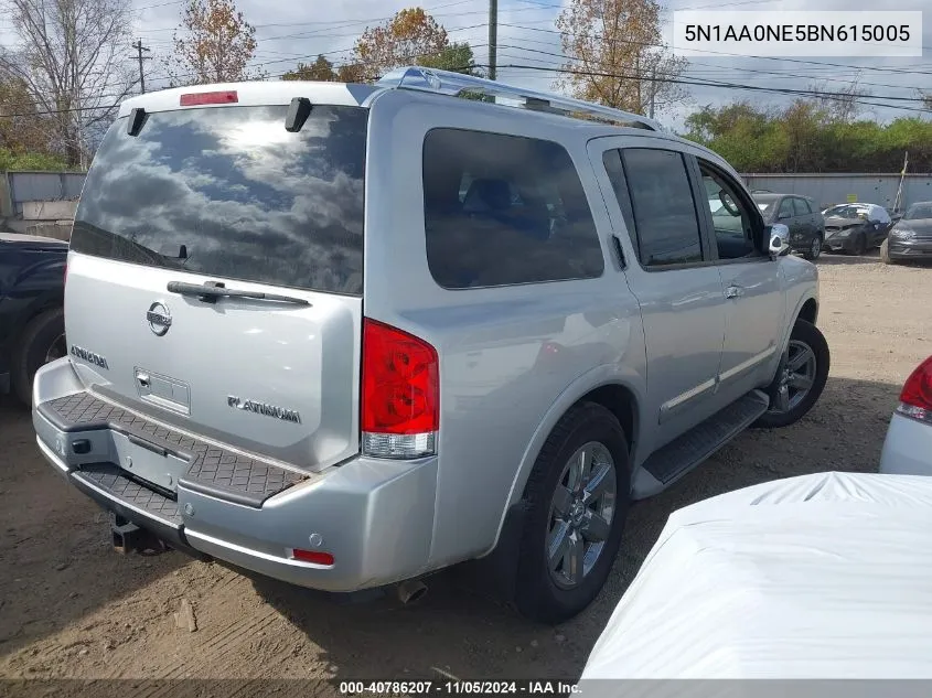 2011 Nissan Armada Platinum VIN: 5N1AA0NE5BN615005 Lot: 40786207