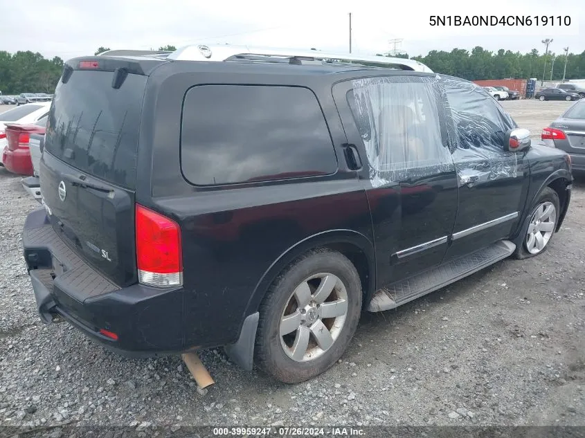 5N1BA0ND4CN619110 2012 Nissan Armada Sl