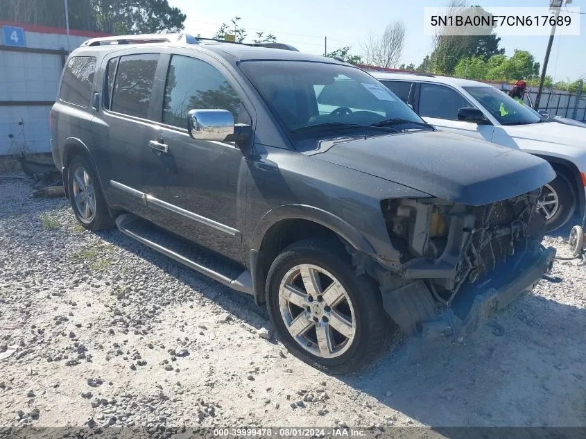 2012 Nissan Armada Platinum VIN: 5N1BA0NF7CN617689 Lot: 39999478