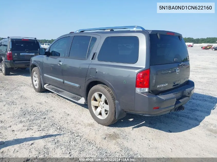 2012 Nissan Armada Sl VIN: 5N1BA0ND1CN622160 Lot: 40087004