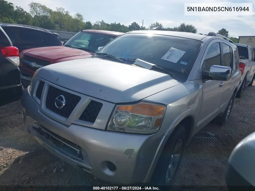 2012 Nissan Armada Sv VIN: 5N1BA0ND5CN616944 Lot: 40102177