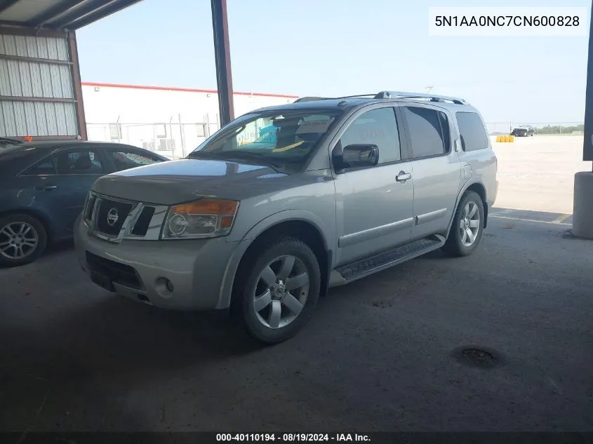 2012 Nissan Armada Sl VIN: 5N1AA0NC7CN600828 Lot: 40110194