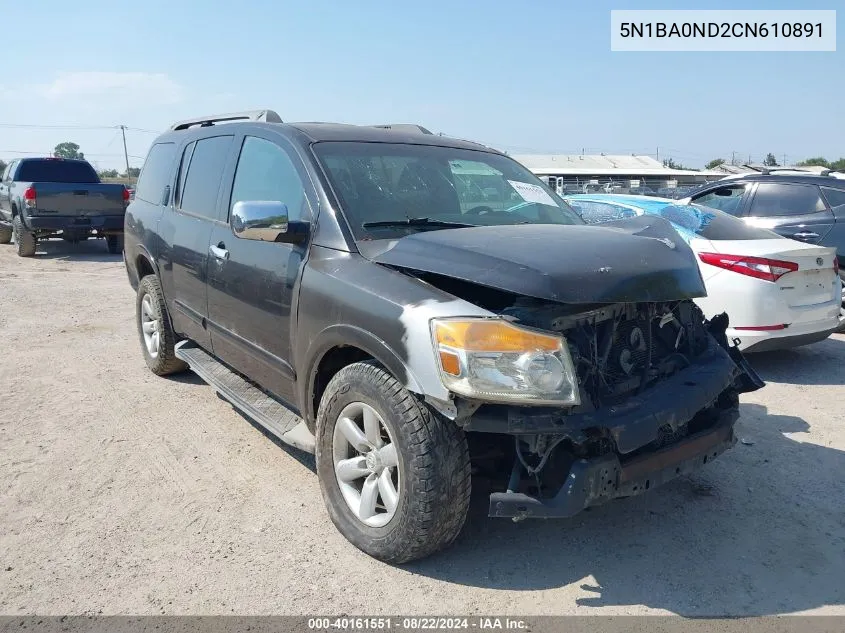 2012 Nissan Armada Sv VIN: 5N1BA0ND2CN610891 Lot: 40161551