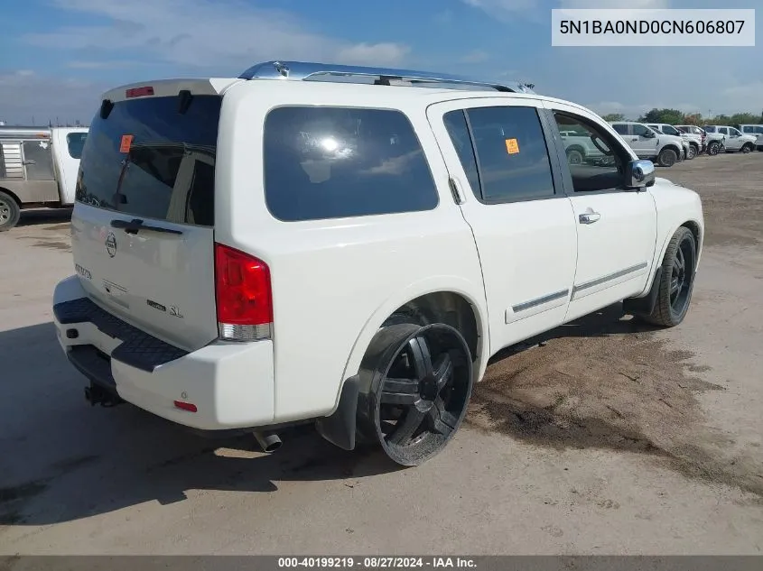 2012 Nissan Armada Sl VIN: 5N1BA0ND0CN606807 Lot: 40199219