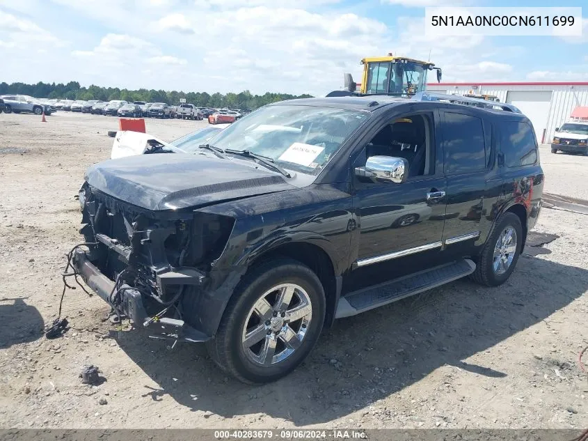 2012 Nissan Armada Platinum VIN: 5N1AA0NC0CN611699 Lot: 40283679