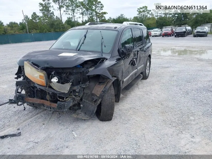 2012 Nissan Armada Platinum VIN: 5N1BA0ND6CN611364 Lot: 40316768