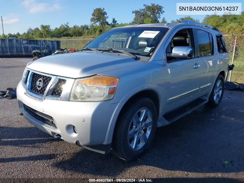 2012 Nissan Armada Platinum VIN: 5N1BA0ND3CN614237 Lot: 40437561