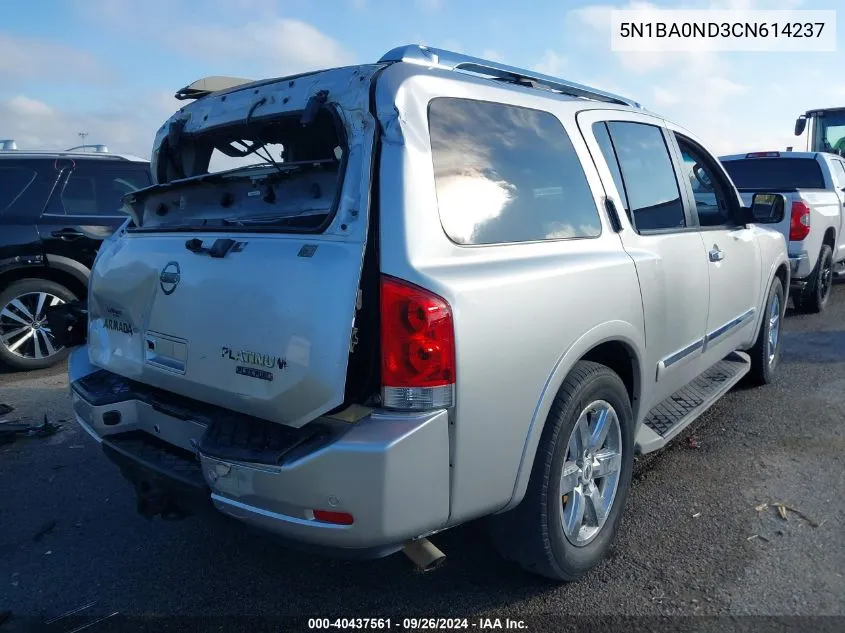 2012 Nissan Armada Platinum VIN: 5N1BA0ND3CN614237 Lot: 40437561