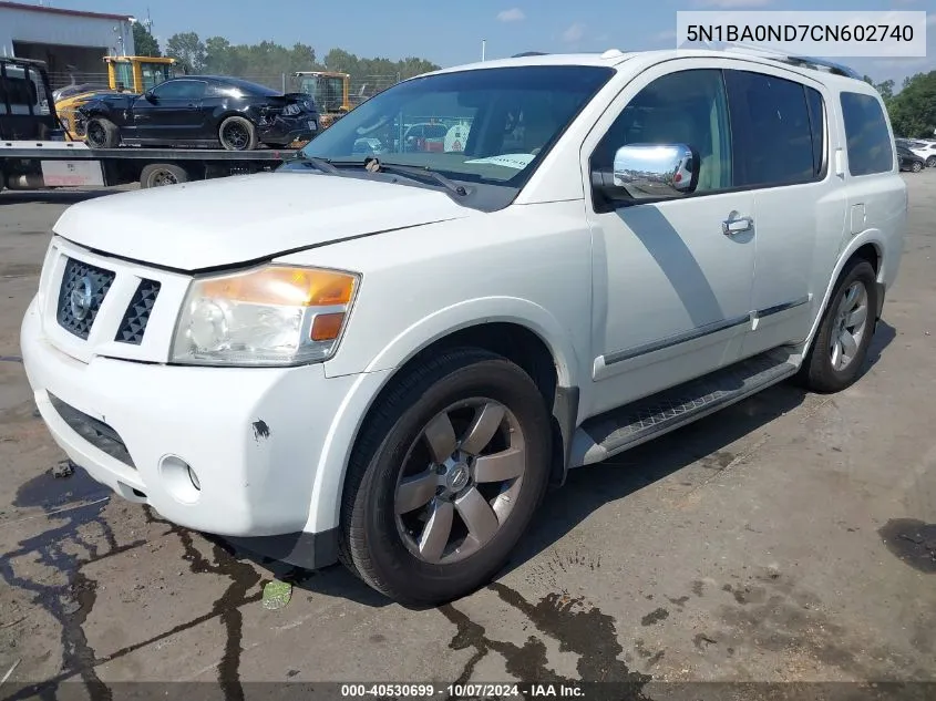 2012 Nissan Armada Sv/Sl/Platinum VIN: 5N1BA0ND7CN602740 Lot: 40530699