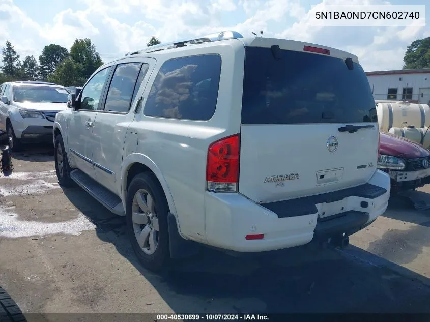 2012 Nissan Armada Sv/Sl/Platinum VIN: 5N1BA0ND7CN602740 Lot: 40530699